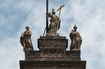 Top tier finial: Three Cardinal Virtues (Faith, Hope & Charity)
