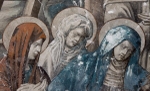 Lower cloister walk, NE testera mural, Deposition, detail