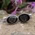Sold jcai 48 Whitby Jet Cufflinks & Ammonite Inlay