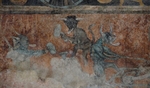 Santa María, S wall mural, Damnation, devils with mauls