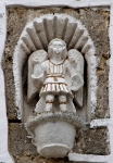 San Bartolo, façade, niche sculpture, St. Michael Archangel