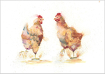 Limited print of HEN PAIR watercolour 168