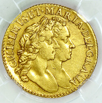 KING WILLIAM MARY 1689 HALF GOLD GUINEA AU55 £4500.00