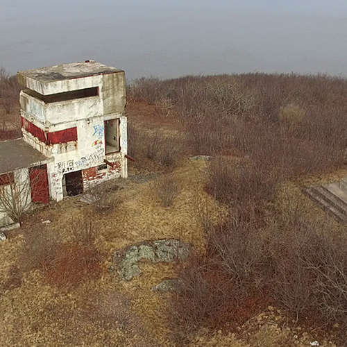 An aerial view of the 40ft Celtic Cross memorial to the Irish dead of 1847.  It was erected in 1927. The building jus…