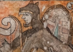 Ixmiquilpan, San Miguel Arcángel, North wall mural, detail left1