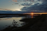 Midnight sun at Petkula Bog, Lappi, Finland
