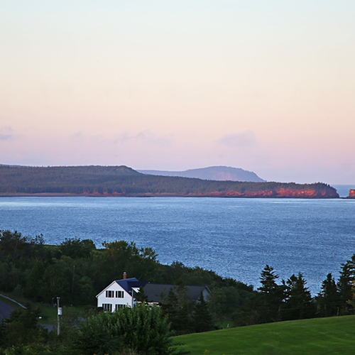 A view of Gardner Creek, the Bay of Fundy Coastline, & Split Rock from Route 825.
