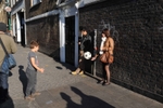 Brick Lane girl and boy with ball
