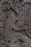Capilla Real, left tower base relief, Charles V escutcheon, detail