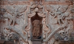 San Matías, façade, second tier sculpture niche & reliefs