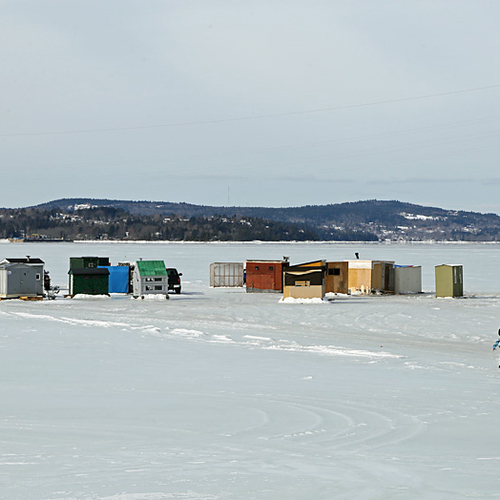 Ice fishing at Dominion Park, Saint John, New Brunswick.