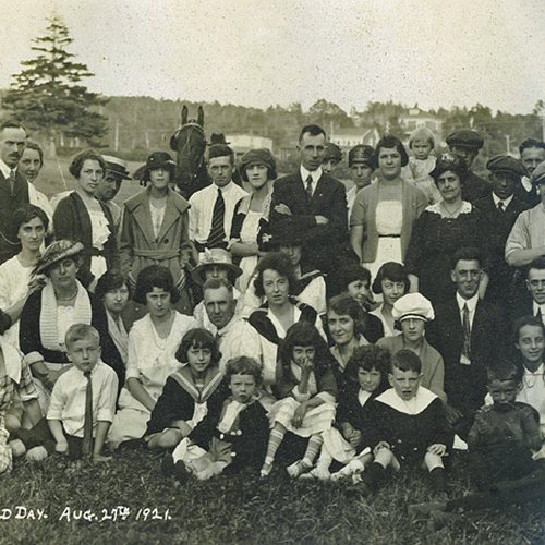 From August 27th, 1921. NB Tel employee field day. Notice the horse posing in the group photo.