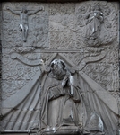 Façade, central relief, Vision of St. Augustine