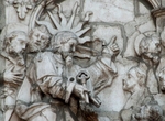 Façade, left portal relief, St. Peter Receiving the Keys, detail