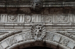 Lower cloister arch, archivolt, keystone, architrave & waterspout