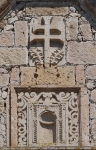 San Juan Bautista, façade gable niche & cross