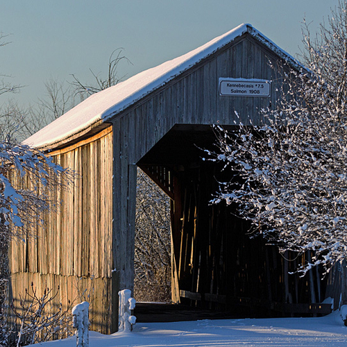 Covered Bridge in wintertime.