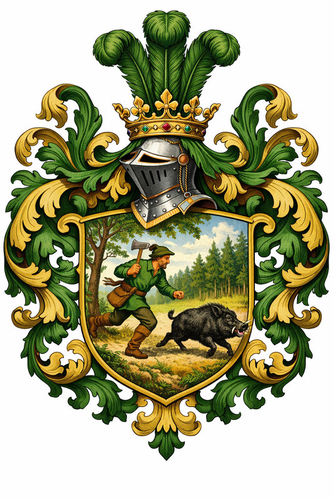 Family Coat of Arms for the Schnell Family. The translation of this name into English means, "quick, fast or speedy".…