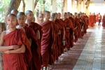Monastery - monks queue for lunch