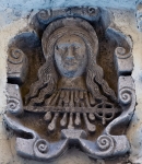 Santa Bárbara Tlacatecpan, México, façade entablature relief
