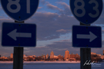 Winter Sunset Harrisburg Road Signs