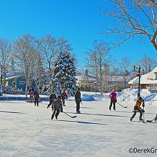 Saturday morning pond hockey @ Rothesay Common rink in Kings County, NB Canada