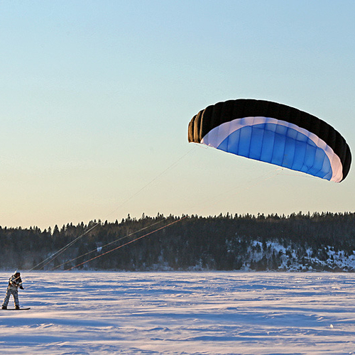 Snowkiting along the Kennebecasis River