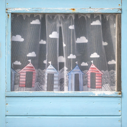 Beach hut window scene