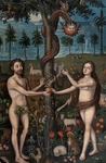 Santa Inés, sanctuary painting, Adam & Eve, detail
