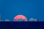 Full Sturgeon moon rising over the Needles - 1