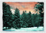 Sunset after snow,  Clippesby Hall