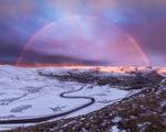 Winter rainbow at sunrise