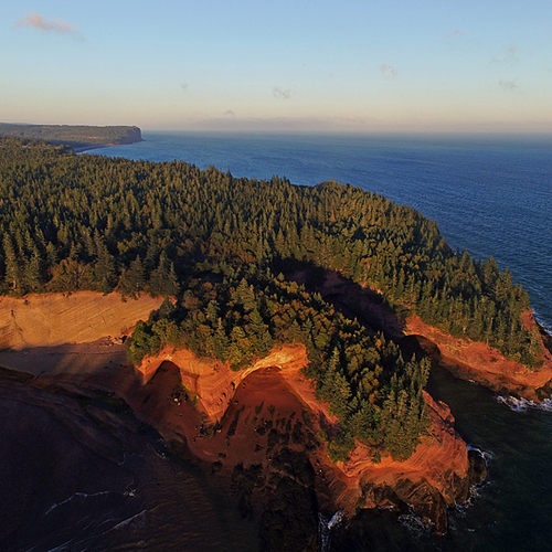 An aerial view of The Caves @ St. Martins, New Brunswick, Canada @ low tide @ sunset. 

http://www.cbc.ca/news/cana…