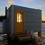 Ice Shanty in Winter Twilight