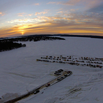 Renforth Sunset Ice Shacks Rothesay NB Canada