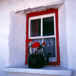 Kettle on ledge of old cottage window 1, Ireland