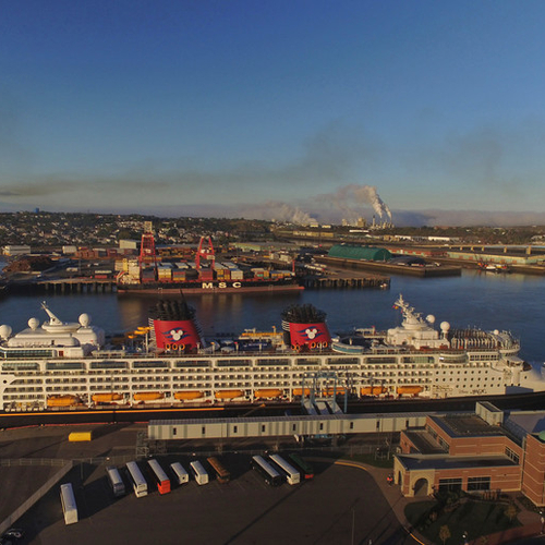The Disney Magic can be seen docked in Saint John Harbour.