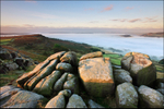 Sunrise over misty ground