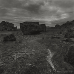 Remains of fallen sheep in disused quarry with Corn Du, Brecon Beacons