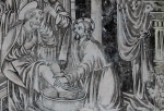 S wall mural, Christ washing the feet of the Apostles, detaiil