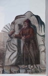 Nave wall St. Christopher mural, hermit with staff & lantern