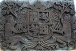 Tlaxcala, Tlaxcala, Capilla Real, bas-relief right, Charles V coat of 