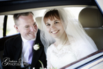 Bride & Groom in Wedding Car at St. Hilary