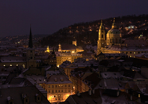 [align=center]Mala Strana at night with St Nicholas Church[/align]