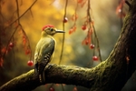 pr017 Green Woodpecker deep in an Autumnal Wood