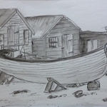 Fishing boat with huts