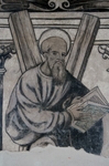Santo Domingo, lower cloister walk pier mural, St. Andrew