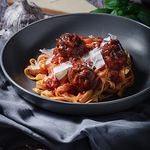 Tagliatelle with meatballs