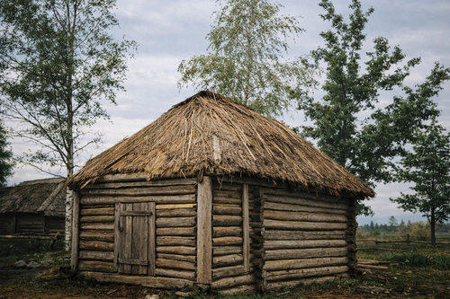 This photograph shows the first house built in Norka after the settlers arrived in 1767.  However, during the first t…