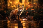 pr074 A Fishing Fox in an Autumnal Forest